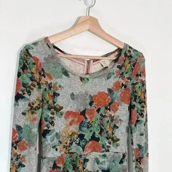 Anthropologie Saturday Sunday Floral Winter Dress Lace | Gray | SZ XS - Picture 6 of 8